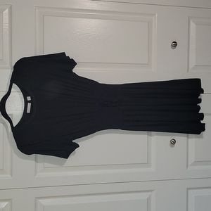 New York & Company Black stretch dress with gathered waist and front tie size S
